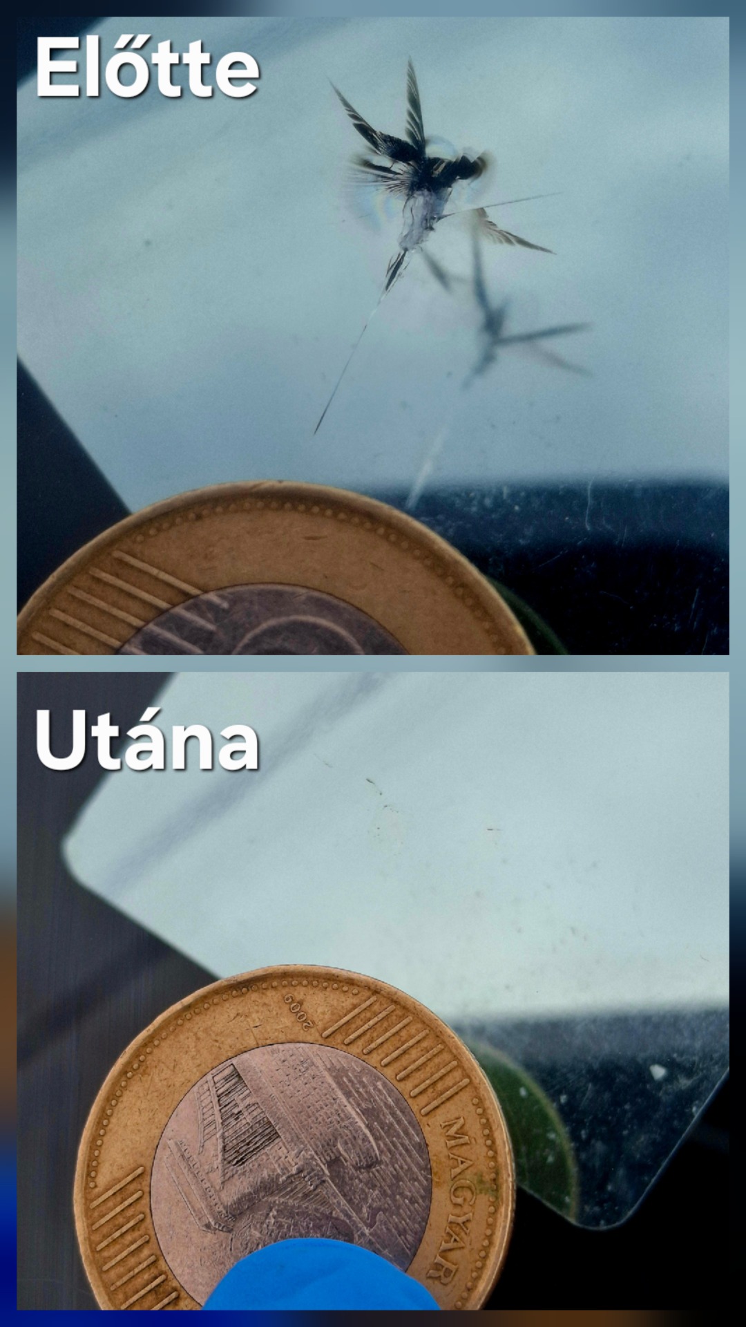 Kőfelverődés javítás előtte-utána 